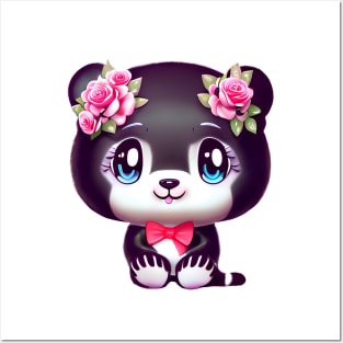Cute kawaii panda bear Posters and Art